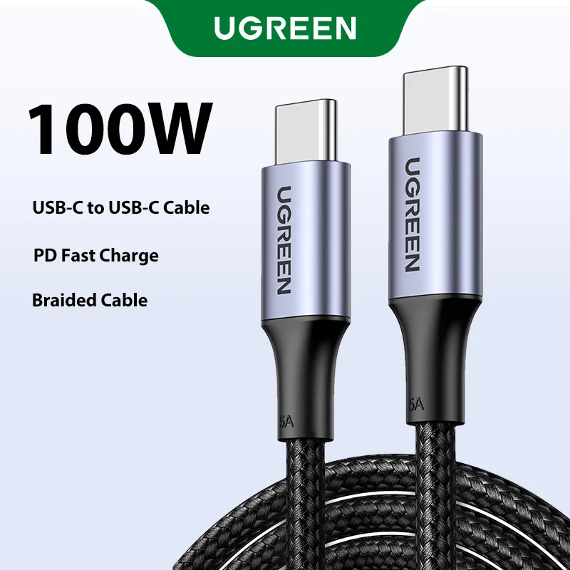Cáp Ugreen US316 USB-C sang USB-C 100W bọc dù (0,5m)