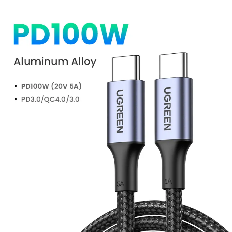 Cáp Ugreen US316 USB-C sang USB-C 100W bọc dù (0,5m), ảnh 2