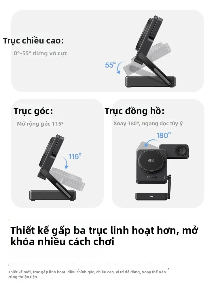 Đế sạc không dây gập Baseus PicoGo AF21 Qi2.2 35W, ảnh 3