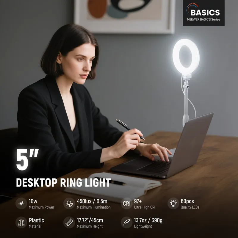 Đèn vòng để bàn Neewer Basics BR60 13cm, ảnh 2
