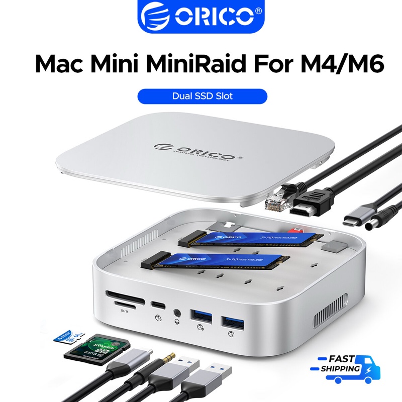 Dock Orico MiniRaid cho Mac mini, 2 khe SSD