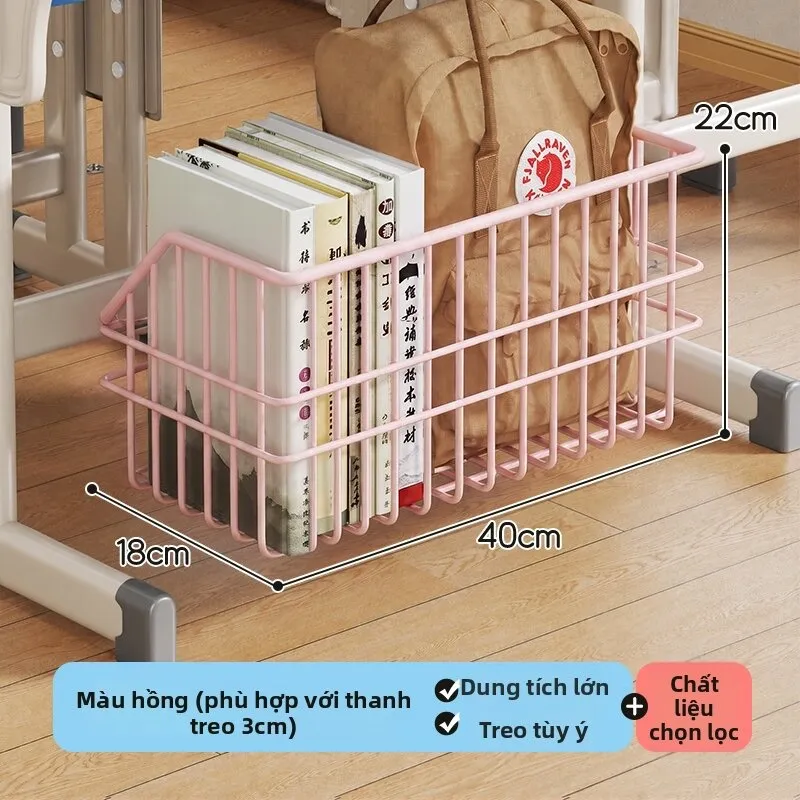 Giỏ treo dưới bàn học WUBUWEI không cần khoan, ảnh 4