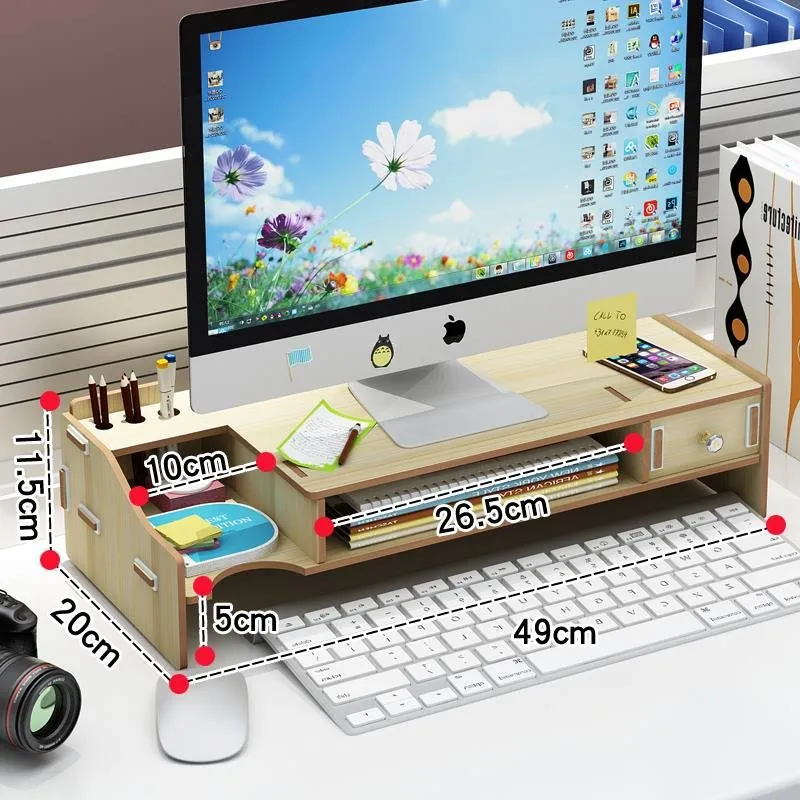 Kệ KMT6 màu kem có chú thích kích thước: dài 49cm, sâu 20cm, cao 11,5cm