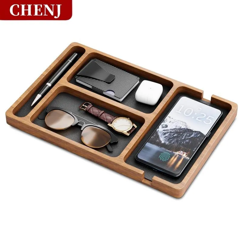 Khay gỗ sắp xếp đồ để bàn CHENJ 4 ngăn, ảnh 2