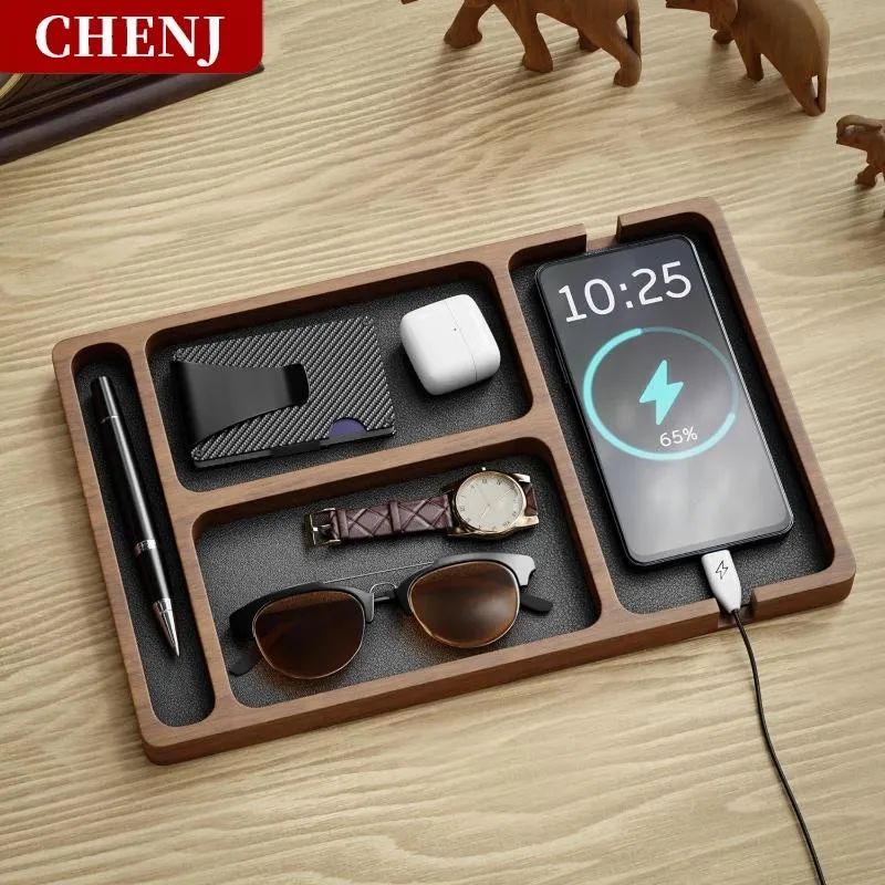 Khay gỗ sắp xếp đồ để bàn CHENJ 4 ngăn, ảnh 3