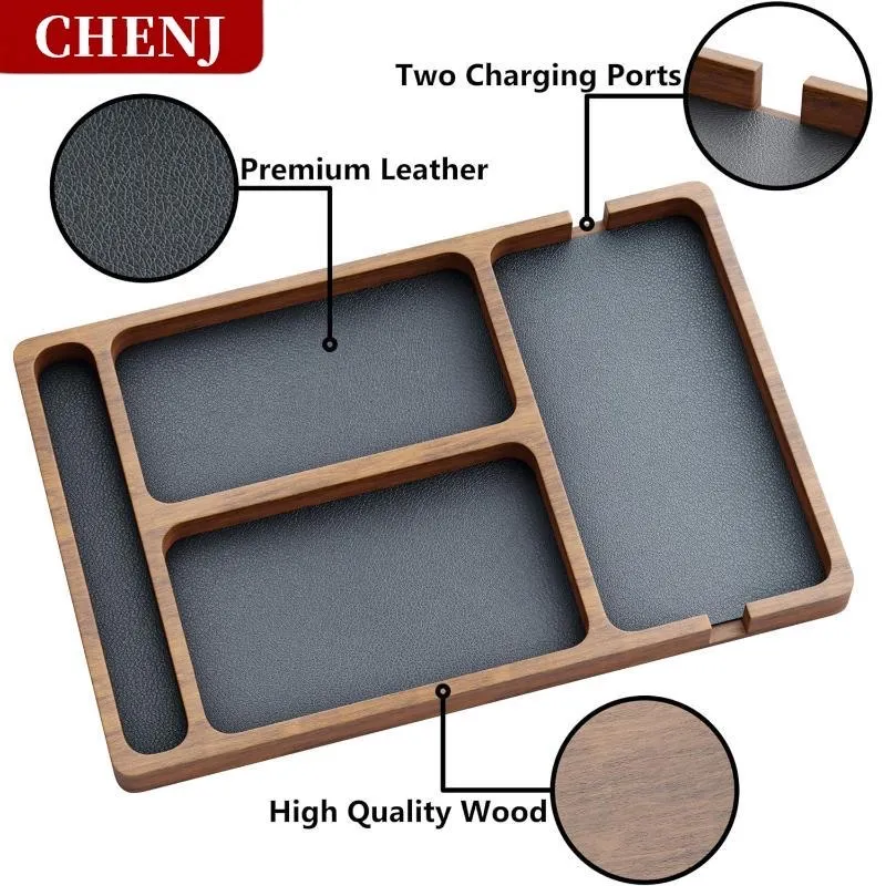 Khay gỗ sắp xếp đồ để bàn CHENJ 4 ngăn, ảnh 5