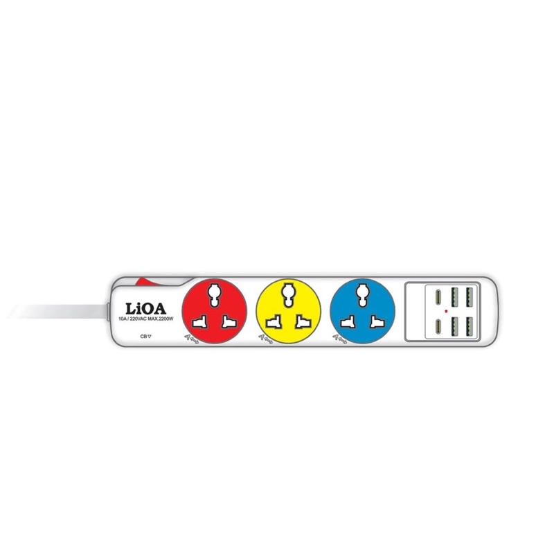 Ổ cắm LiOA 3DN4A2C15W (3 ổ, 4 USB-A, 2 USB-C)