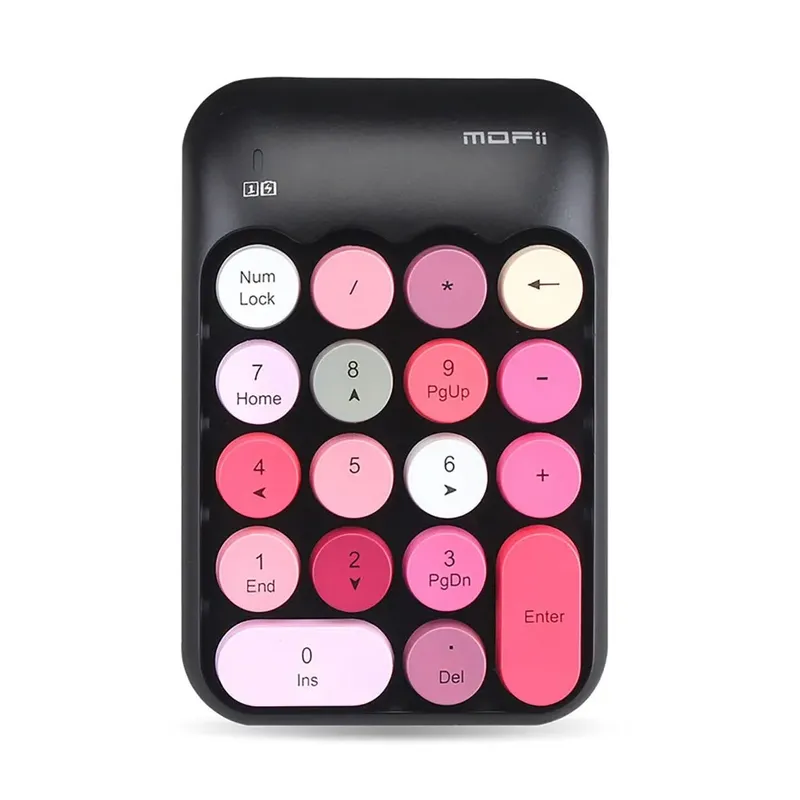 Mofii X910 màu đen với phím tròn hồng, trắng và phím Enter đỏ, nhìn từ trên