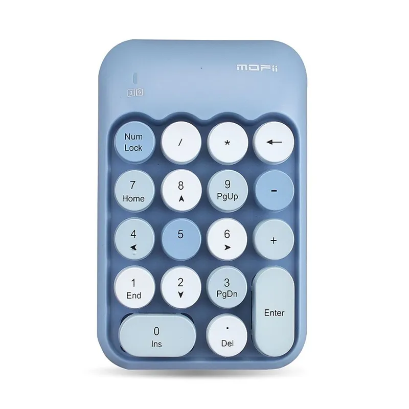 Mofii X910 màu xanh dương nhạt, phím tròn xanh và trắng, nhìn từ trên
